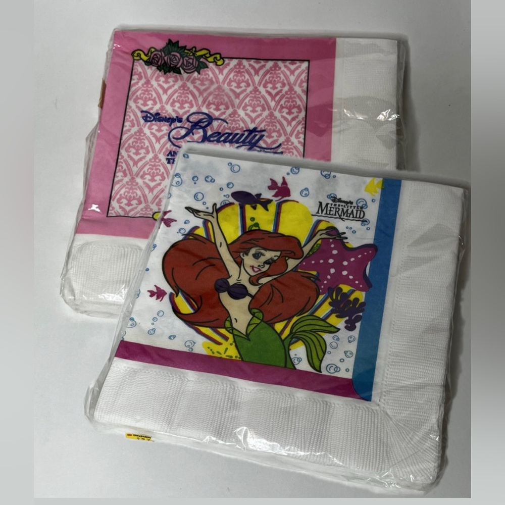 Disney The Little Mermaid + Beauty & The Beast Vintage Party Napkins
